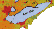 Satellite image of Lake Erie basin