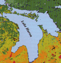 Satellite image of Lake Huron basin